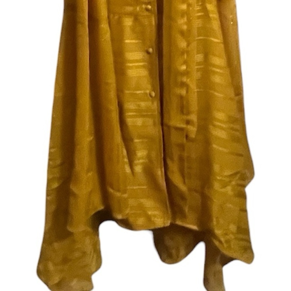 NWT Nanette Lepore Sheer Gold Sz 8 Shimmer Flowing button up belted Maxi dress - Picture 5 of 8